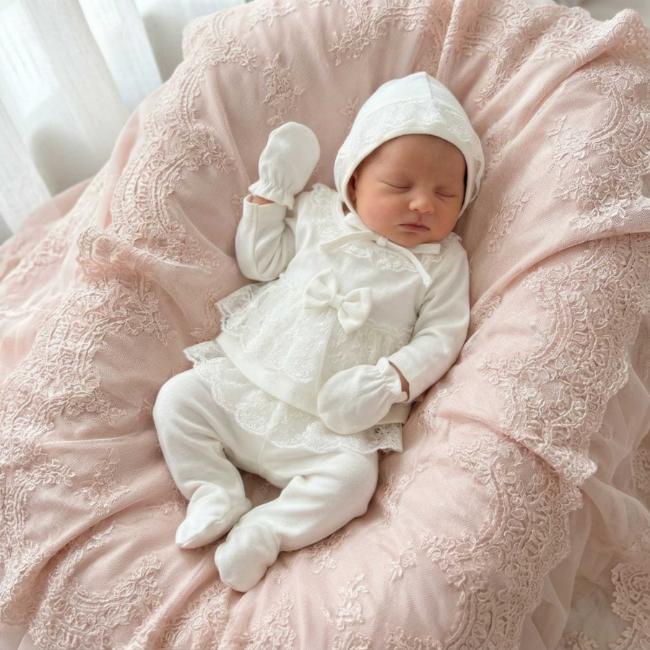 Picture of Caramelo Kids Baby Girls Summer 5 Piece Frill Lace Set - Ivory