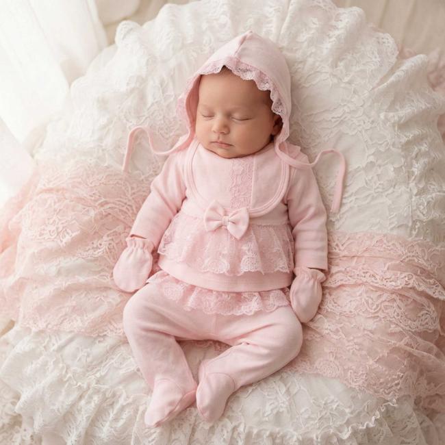 Picture of Caramelo Kids Baby Girls Summer 5 Piece Frill Lace Set - Pink