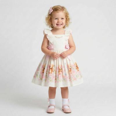 Picture of Beau KiD Girls Summer Ruffle Sleeve Teddy Dress - White Pink Multi