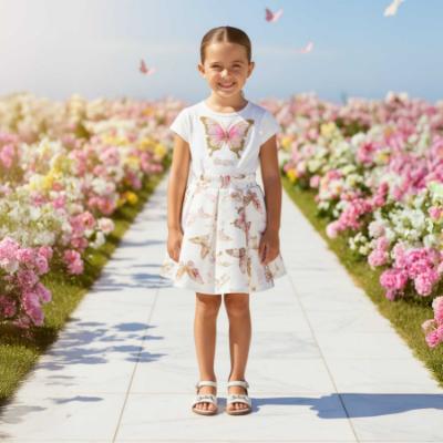 Picture of Daga Girls Twinkle Flight Applique Top & Skirt Set X 2 - White Beige