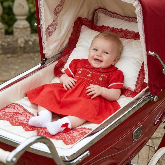 Picture of Beau KiD Girls Summer Smocked Bodice Puff Sleeve Dress - Red