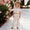 Picture of Daga Girls Twinkle Flight Ruffle Top & Wide Trousers Set X 2 - White Beige