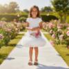 Picture of Daga Girls Twinkle Flight Iconic A Line Tulle Hem Dress - White Beige