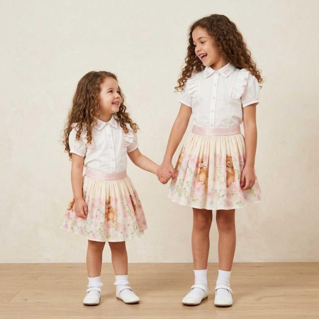 Picture of Beau KiD Girls Teddy Skirt & Blouse Set x 2 - White Pink Multi