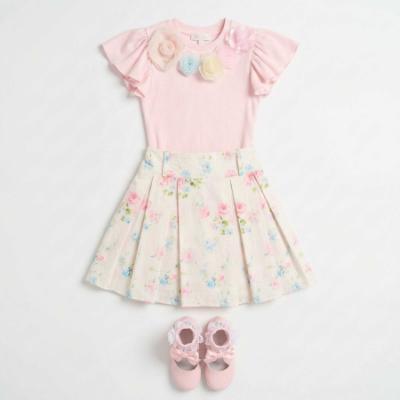 Picture of Beau KiD Girls Floral Skirt & Applique Top Set x 2 - Pink Multi