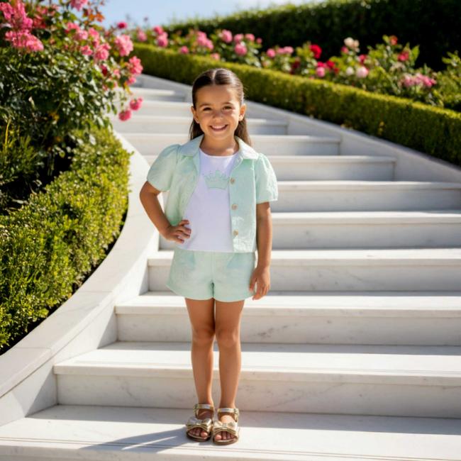 Picture of Deolinda Chic Girls Linda Crown Top Shorts & Jacket Set X 3 - White Mint