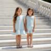 Picture of Deolinda Chic Girls Linda Drop Waisted Dress With Diamante Trims - Pale Blue