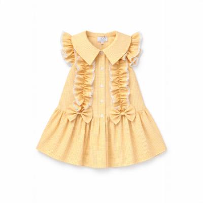 Picture of PRE ORDER Caramelo Kids Girls Double Bow Dropped Waist School Dress - Yellow Gingham