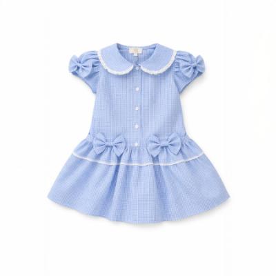 Picture of PRE ORDER Caramelo Kids Girls Bow Puff Sleeve School Dress - Blue Gingham