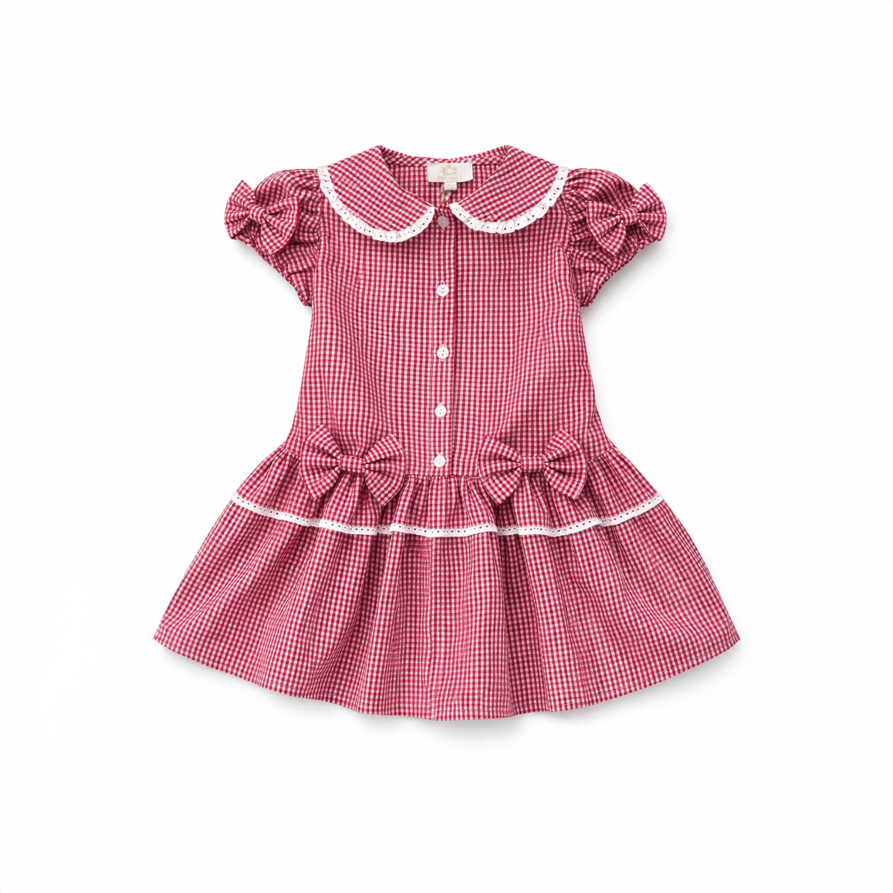 Caramelo Kids Girls Double Bow Dropped Waist School Dress