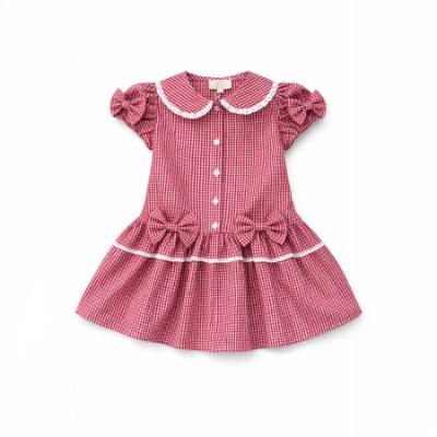 Picture of Caramelo Kids Girls Double Bow Dropped Waist School Dress - Red Gingham