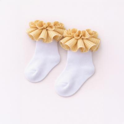 Picture of PRE ORDER Caramelo Kids Girls Gingham Ruffle Ankle Socks - Yellow