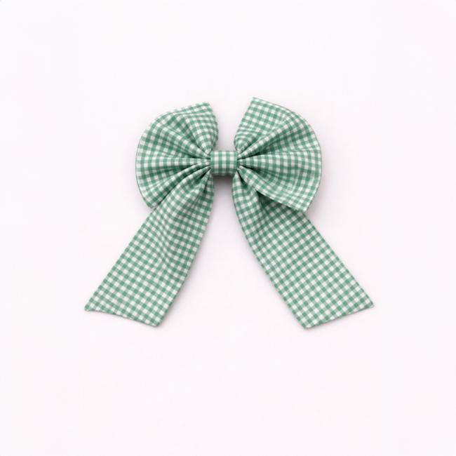 Picture of PRE ORDER Caramelo Kids Girls Gingham Bow Clip - Green