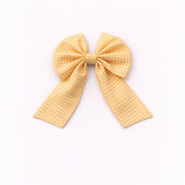 Picture of PRE ORDER Caramelo Kids Girls Gingham Bow Clip - Yellow