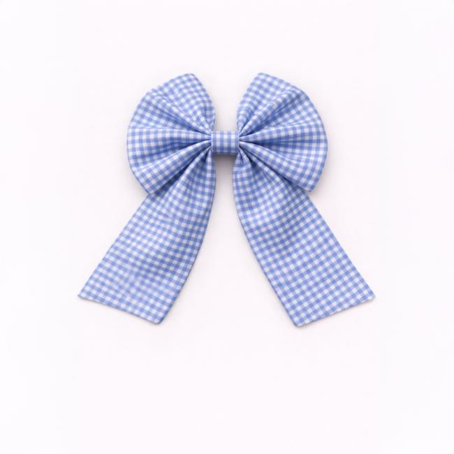 Picture of PRE ORDER Caramelo Kids Girls Gingham Bow Clip - Blue