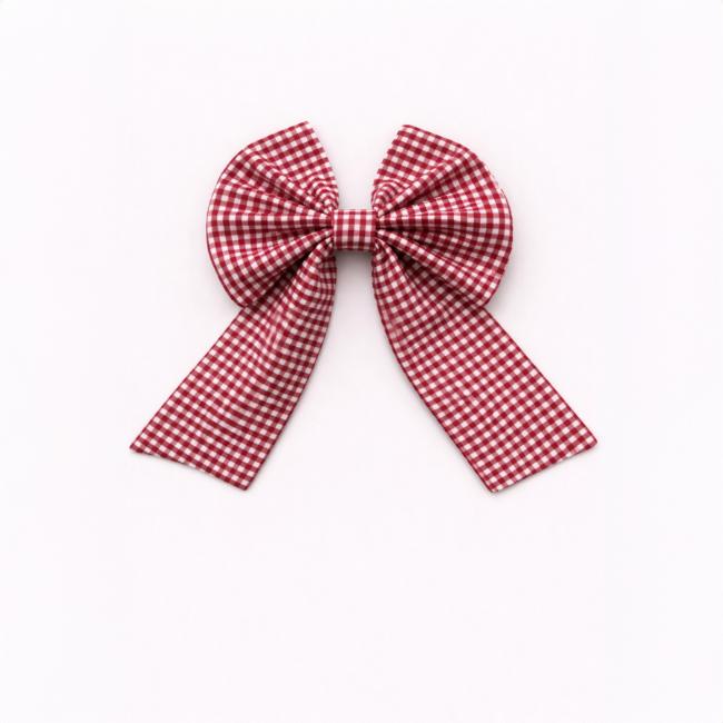 Picture of PRE ORDER Caramelo Kids Girls Gingham Bow Clip - Red