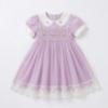 Picture of Beau KiD Girls Summer Smocked Bodice Puff Sleeve Tulle Overlay Dress - Lilac