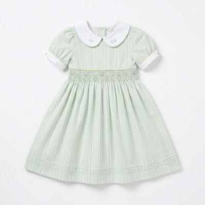 Picture of Beau KiD Girls Smocked Traditional Puff Sleeve Dress - Mint Green Stripe