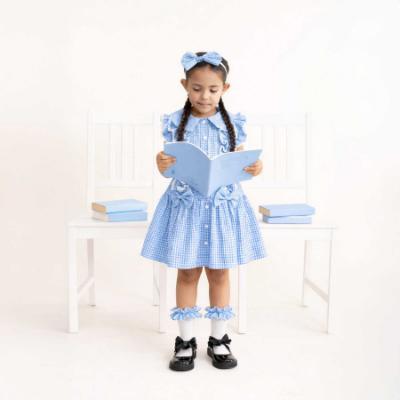 Picture of Caramelo Kids Girls Ruffle Summer School Dress - Blue Gingham