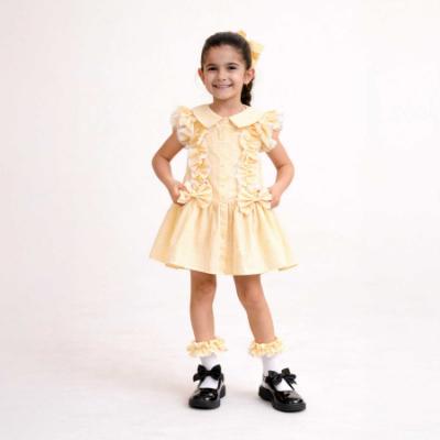 Picture of Caramelo Kids Girls Ruffle Summer School Dress - Yellow Gingham