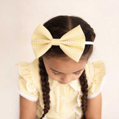 Picture of Caramelo Kids Girls Gingham Scrunchie & Alice Band Set x 2 - Yellow