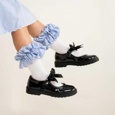 Picture of Caramelo Kids Girls Gingham Ruffle Ankle Socks - Blue