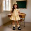 Picture of PRE ORDER Caramelo Kids Girls Double Bow Dropped Waist School Dress - Yellow Gingham