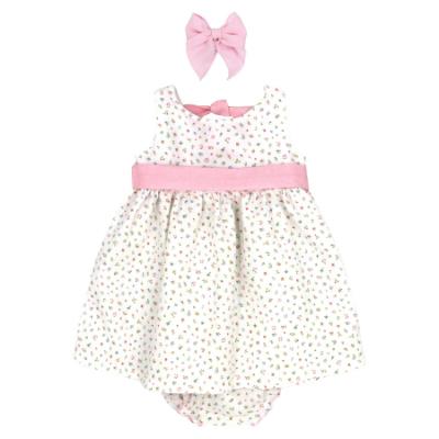 Picture of Rapife Summer Girls Floral Ruffle Dress & Hair Bow Set X 2 - Rose Pink