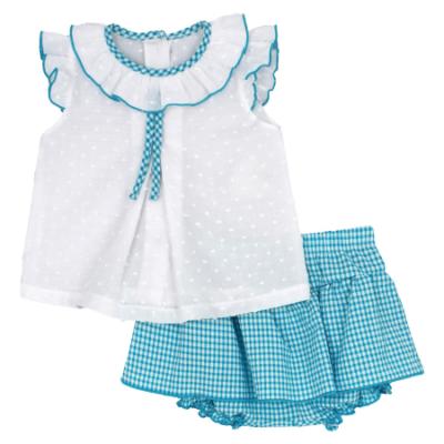 Picture of Rapife Summer Baby Girls Plumetti Blouse & Skort Set X 2 - Turquoise Check