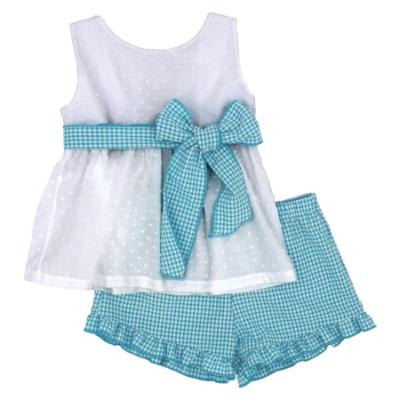 Picture of Rapife Summer Girls Plumetti Blouse & Shorts Set X 2 - Turquoise Check