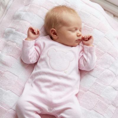 Picture of Blues Baby Cotton Jersey Teddy Bear All In One - Baby Pink