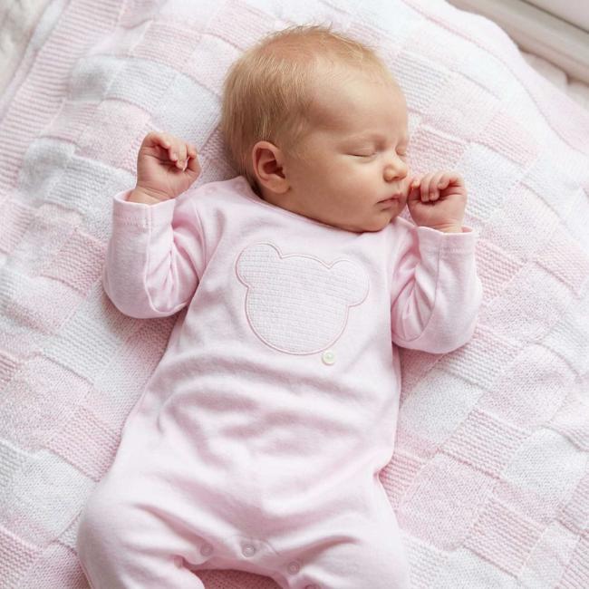 Picture of Blues Baby Cotton Jersey Teddy Bear All In One - Baby Pink