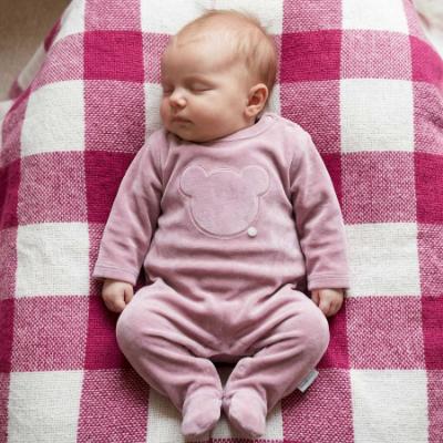 Picture of Blues Baby Girls Velour Teddy Bear Sleeper - Rose Pink