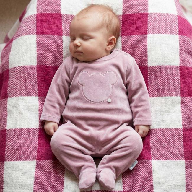 Picture of Blues Baby Girls Velour Teddy Bear Sleeper - Rose Pink