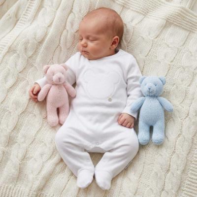 Picture of Blues Baby Unisex Velour Teddy Bear Sleeper - White