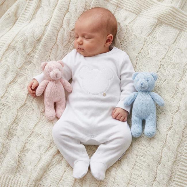 Picture of Blues Baby Unisex Velour Teddy Bear Sleeper - White