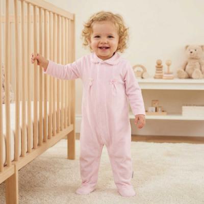 Picture of Blues Baby Girls Front Opening Lace Trim Jersey Babygrow - Pink