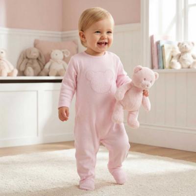 Picture of Blues Baby Girls Velour Teddy Bear Sleeper - Pale Pink
