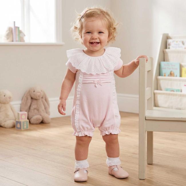 Picture of Blues Baby Girls Shortie With Lace Collar - Pale Pink