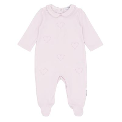 Picture of Blues Baby Girls Babygrow With Heart Embroidery - Pale Pink