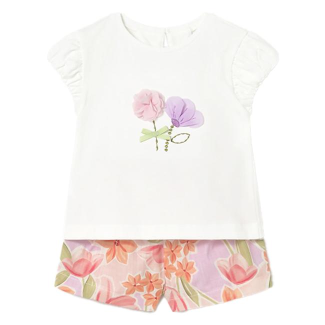 Picture of PRE ORDER Mayoral Toddler Girls Summer Blossom Shorts Set X 2 - Pink Blossom