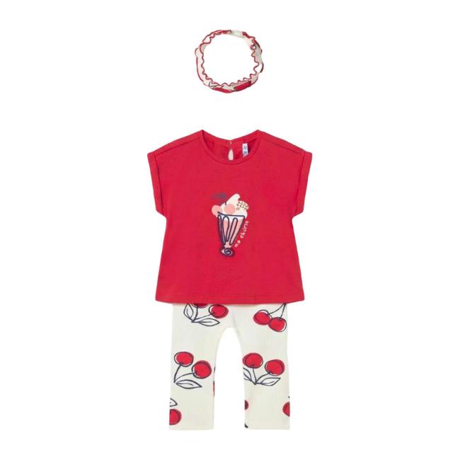 Picture of Mayoral Toddler Girls Sundae Top Leggings & Headband Set X 2 -  White Red