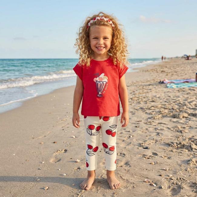 Picture of PRE ORDER Mayoral Toddler Girls Sundae Top Leggings & Headband Set X 2 -  White Red