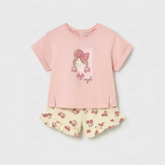 Picture of Mayoral Toddler Girls Summer Shorts Set X 2 - Pink Cream