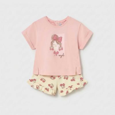 Picture of PRE ORDER Mayoral Toddler Girls Summer Shorts Set X 2 - Pink Cream