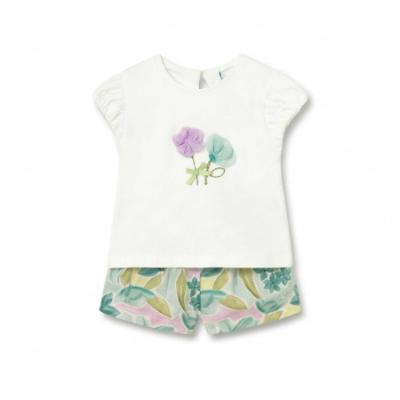 Picture of Mayoral Toddler Girls Summer Blossom Shorts Set X 2 - Lake Green