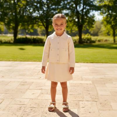 Picture of Mayoral Girls Summer Knit Jacket & Skirt Set X 2 - Cream