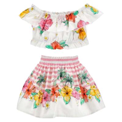 Picture of PRE ORDER Monnalisa Girls Disney Moana Floral Top & Skirt Set X 2 - White Multi