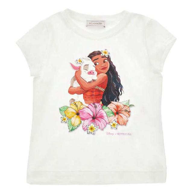 Picture of PRE ORDER Monnalisa Girls Disney Moana T-Shirt With Diamante - White Multi