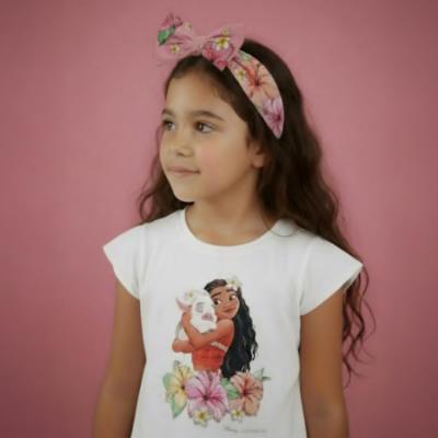 Picture of PRE ORDER Monnalisa Girls Disney Moana T-Shirt With Diamante - White Multi